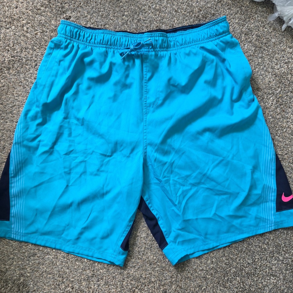 Nike Mens Swim Trunks Blue Navy Colorblock Mesh Lined XL NESS8438